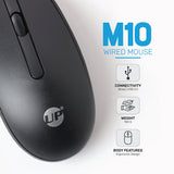 UP USB Wired Mouse, Wired Computer Mouse with Ergonomic Design, 1200 DPI 1m Length Optical Coded Mouse for Laptop, PC, Desktop - Black