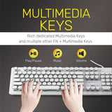 ARIZONE MK 20 Typewriter Style Retro Mechanical Gaming Keyboard Wired with True RGB Backlit, English and Arabic Keyboard, 104-Key Round Keycap